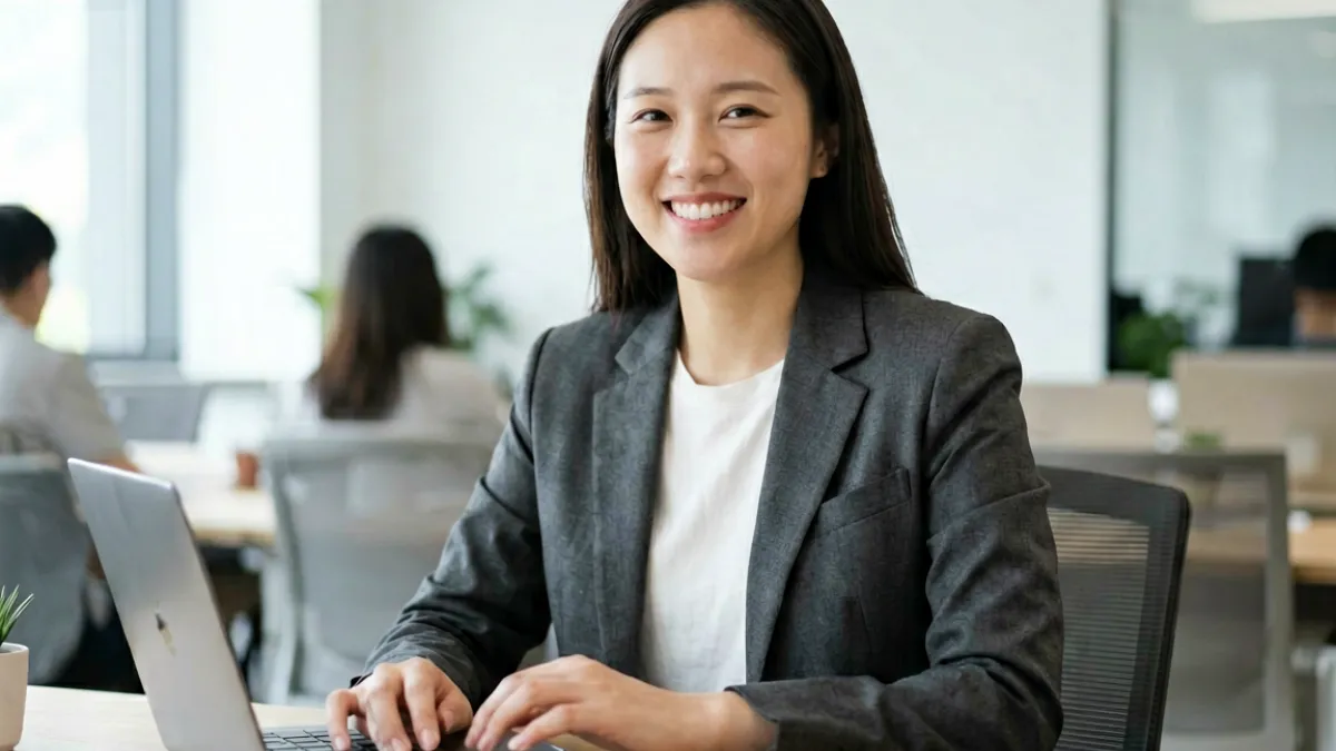 一位新手用户坐在桌前认真学习我爱搞的基础玩法，桌上摆着笔记本和手机，画面给人轻松专注感
